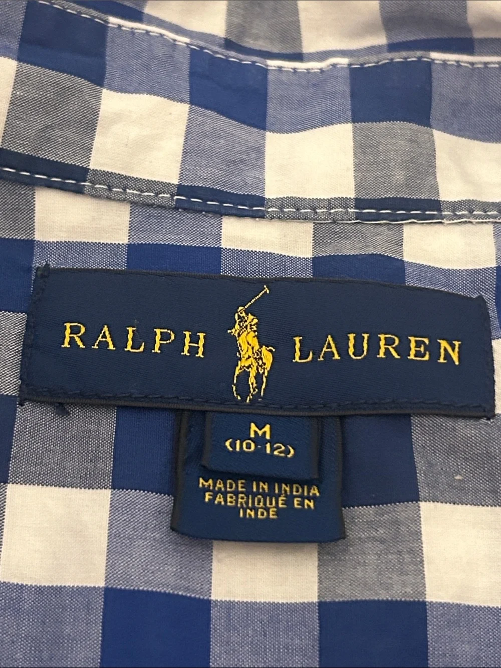 Ralph Lauren Blue and White Gingham Button-Down Shirt